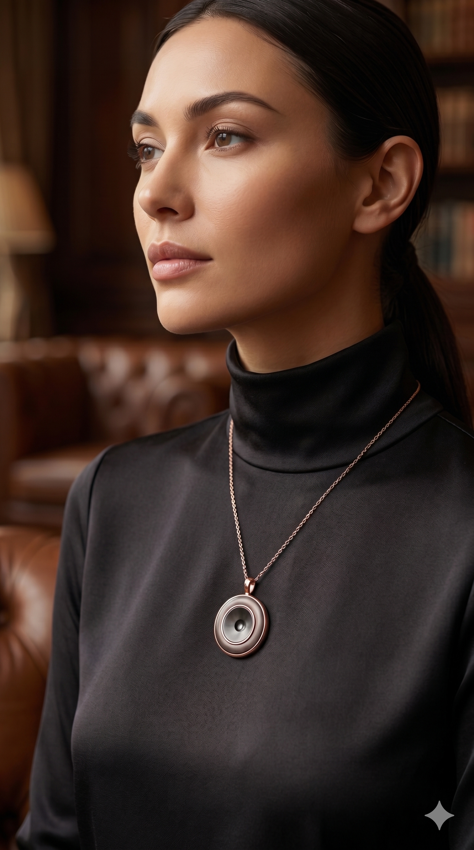 Woman wearing Cravy pendant